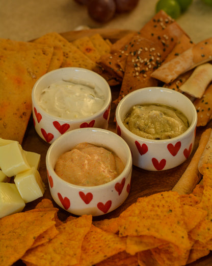 Heart Shaped  Dip & Chutney Bowls & Snack Serving