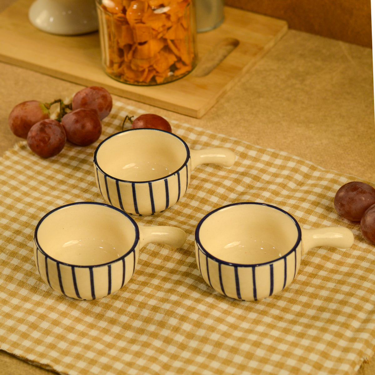 Ceramic Dip Bowls with handle for Chutney, Sauce, Condiment & Pickle