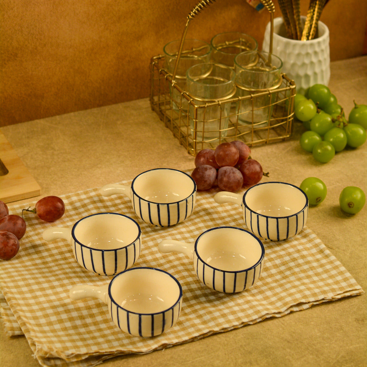 Ceramic Dip Bowls with handle for Chutney, Sauce, Condiment & Pickle