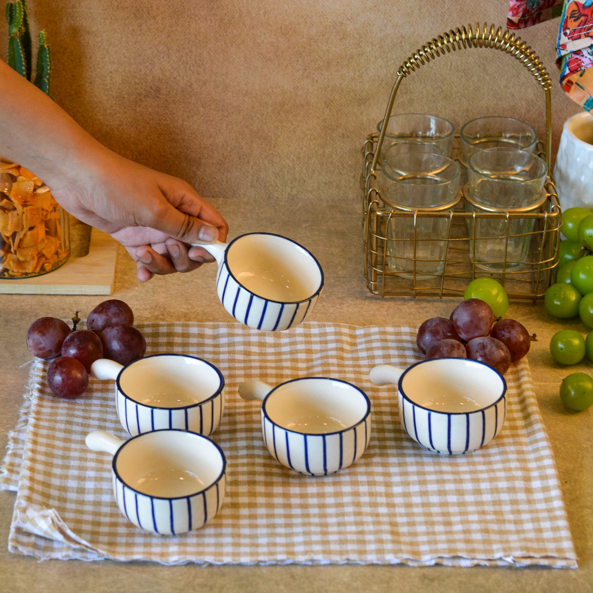 Ceramic Dip Bowls with handle for Chutney, Sauce, Condiment & Pickle