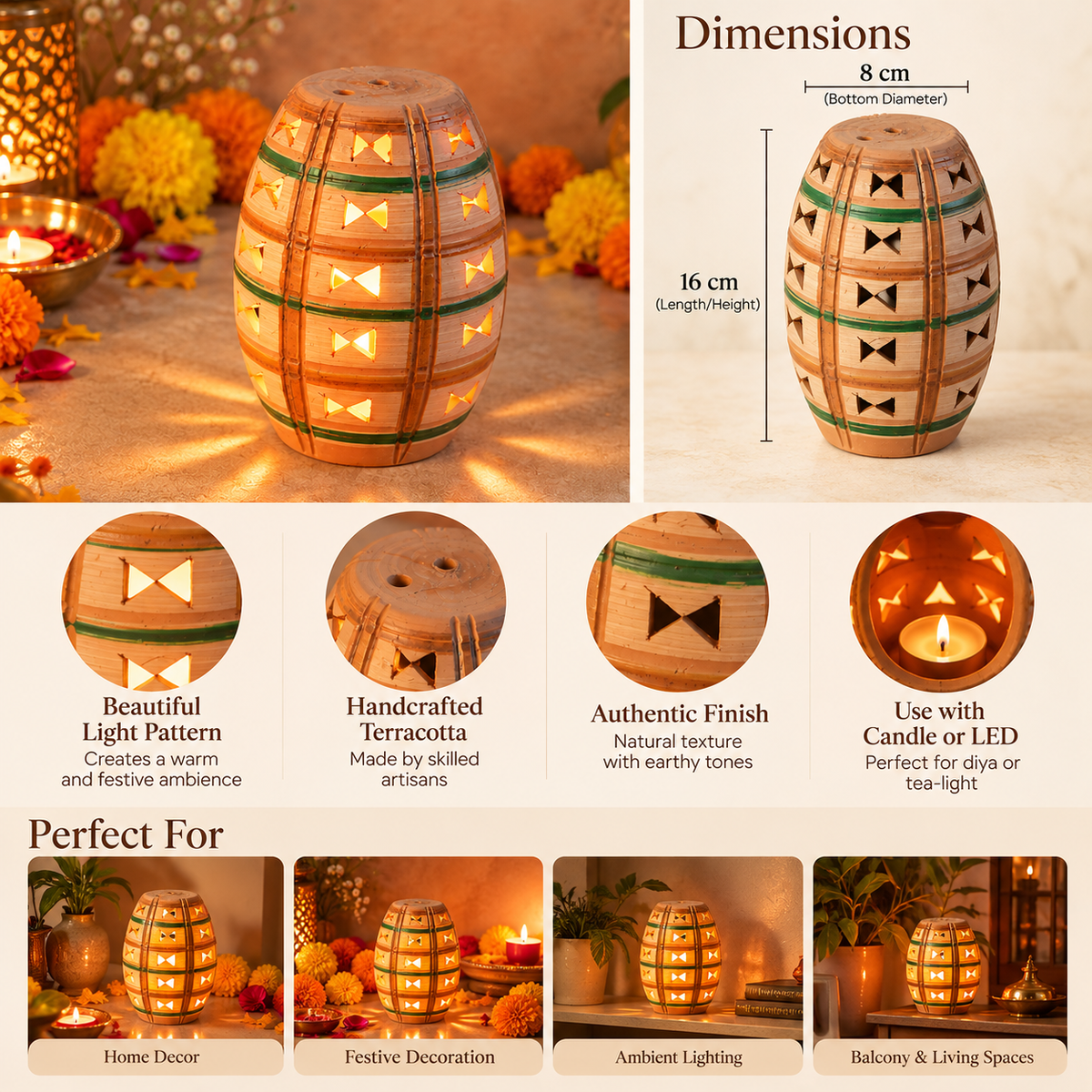 Terracotta Lantern Lamp for Diwali Decoration