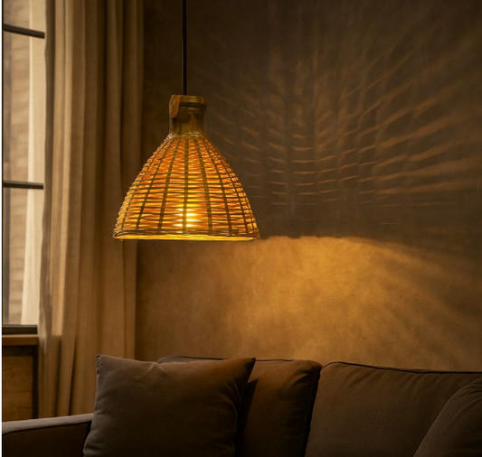 Bamboo Cane Pendant Lamp Shade for Ceiling, Small