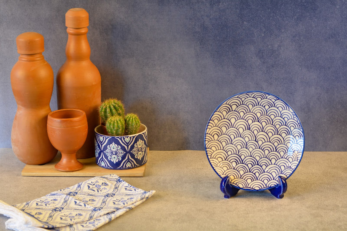 Ceramic Decorative Plate with Stand | Tabletop Display Plate for Home Décor-7 inch Plate