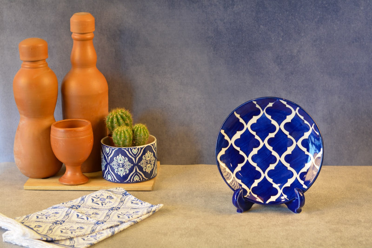 Ceramic Decorative Plate with Stand | Tabletop Display Plate for Home Décor-7 inch Plate