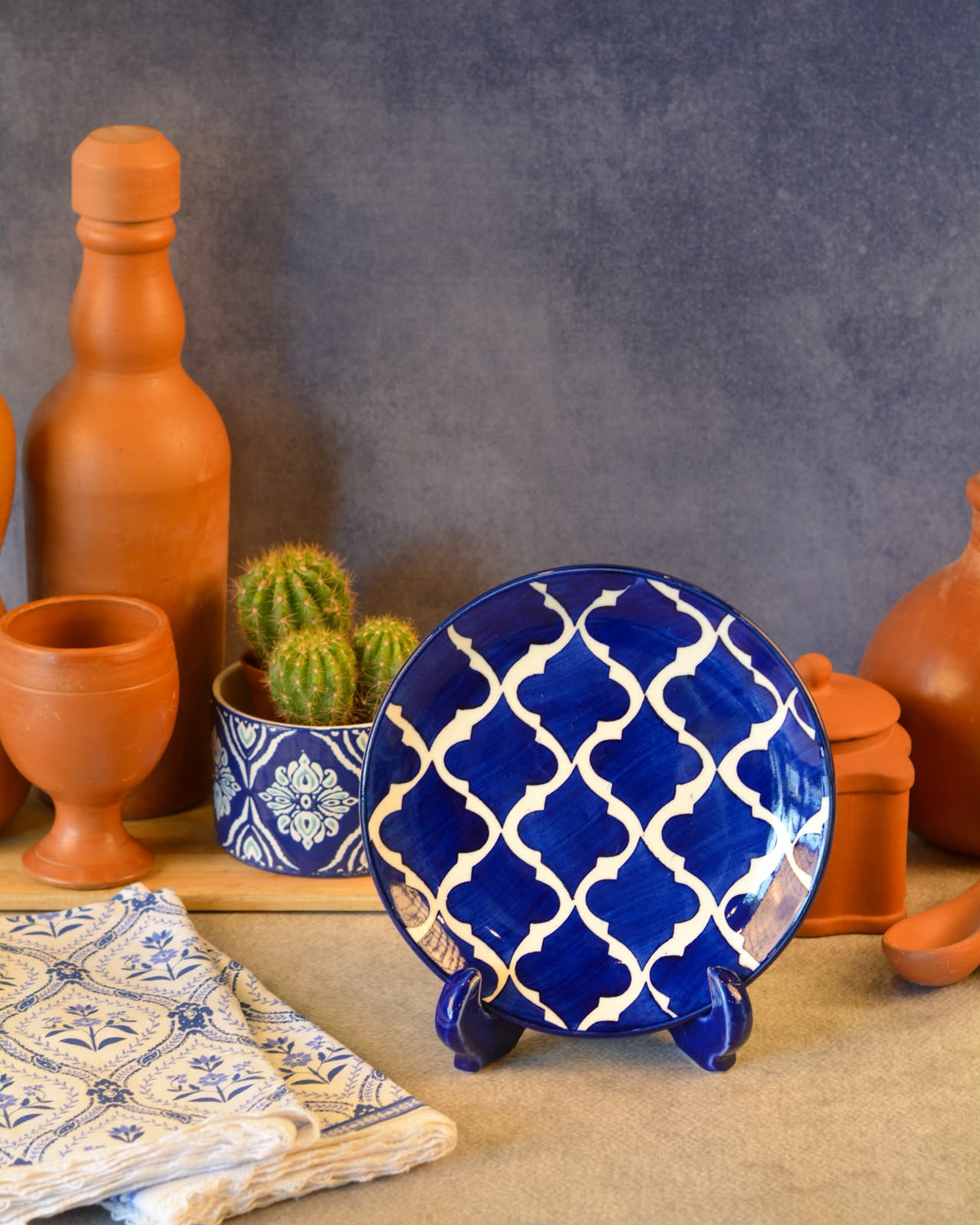 Ceramic Decorative Plate with Stand | Tabletop Display Plate for Home Décor-7 inch Plate
