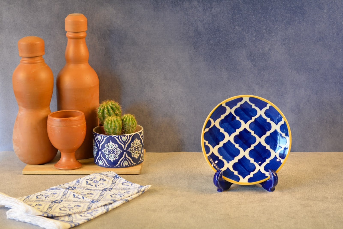 Ceramic Decorative Plate with Stand | Tabletop Display Plate for Home Décor-7 inch Plate