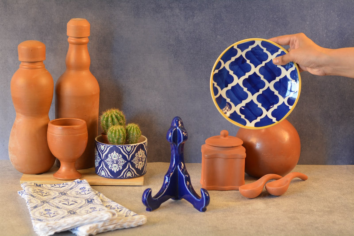 Ceramic Decorative Plate with Stand | Tabletop Display Plate for Home Décor-7 inch Plate