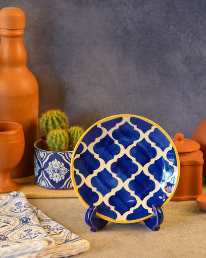 Ceramic Decorative Plate with Stand | Tabletop Display Plate for Home Décor-7 inch Plate