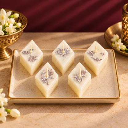 Barfi Shaped Unscented Wax Candles for Diwali