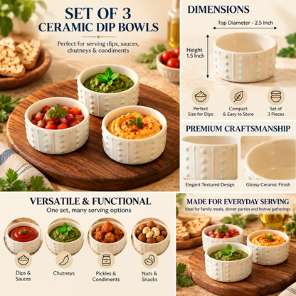 Small Dip & Chutney Bowls, Sauce, Pickle, Condiment & Snack Serving