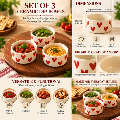 Heart Shaped  Dip & Chutney Bowls & Snack Serving