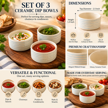 Small Dip & Chutney Bowls, Sauce, Pickle, Condiment & Snack Serving