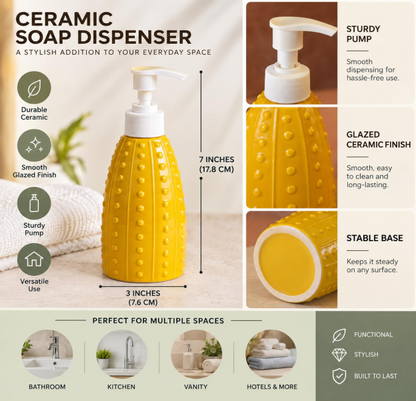 Ceramic Soap Dispenser for Wash Basin - Yellow